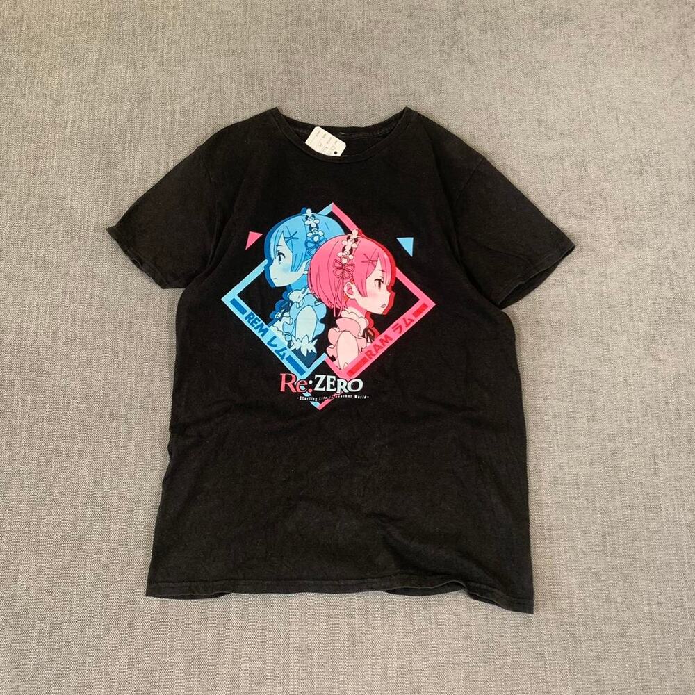 Re:Zero Anime Black graphic T-Shirt Womans Medium